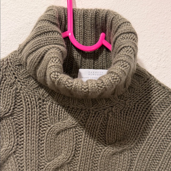 Barneys New York Olive Cable Knit Sweater - Picture 8 of 13